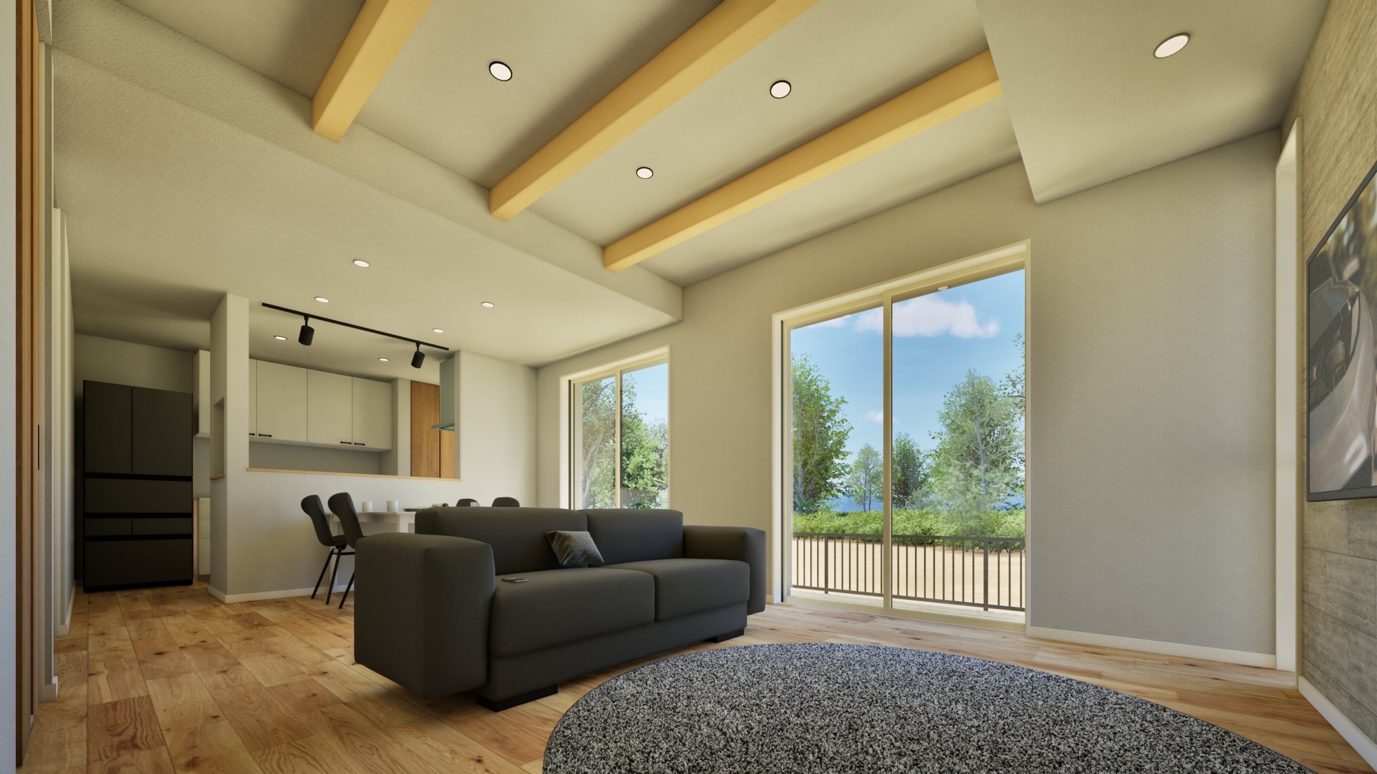 子世帯の明るく開放的なLDK（17.4帖）